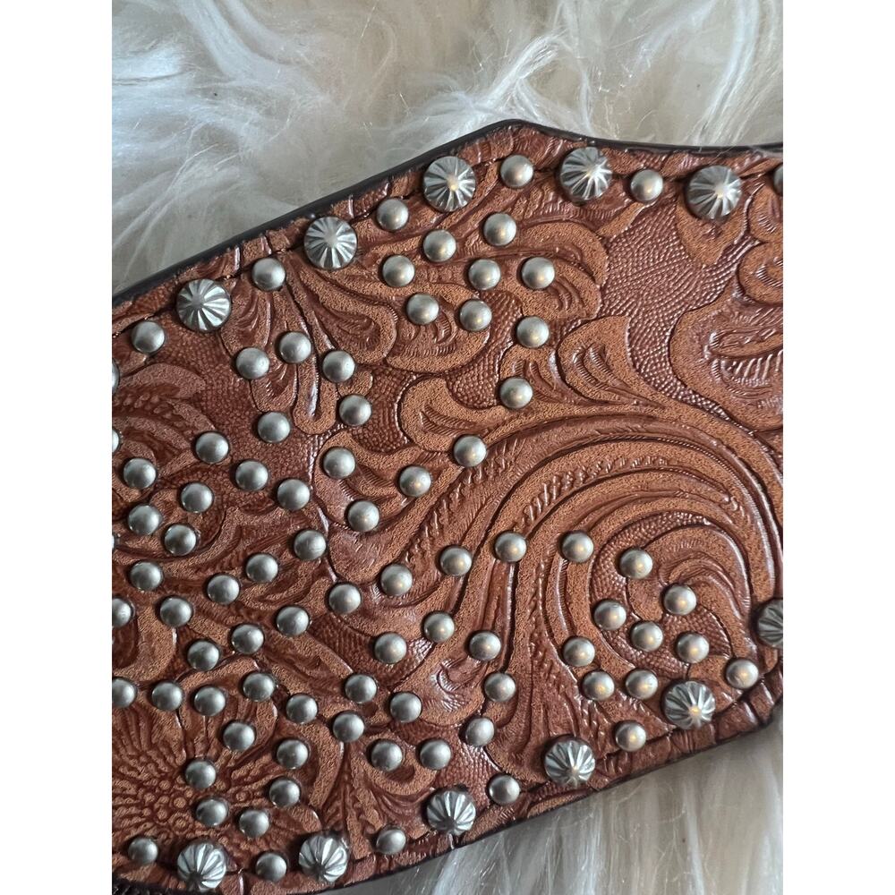 3d Angel Ranch Women’s L Belt Elastic Bling Horseshoe Rhinestone Leather Rodeo - Picture 3 of 7